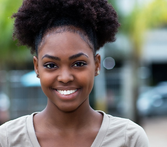 Woman with gorgeous smile after teeth whitening