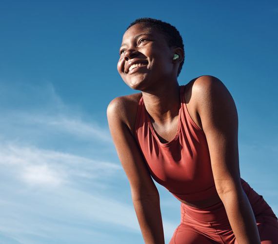 Lady smiles after exercise