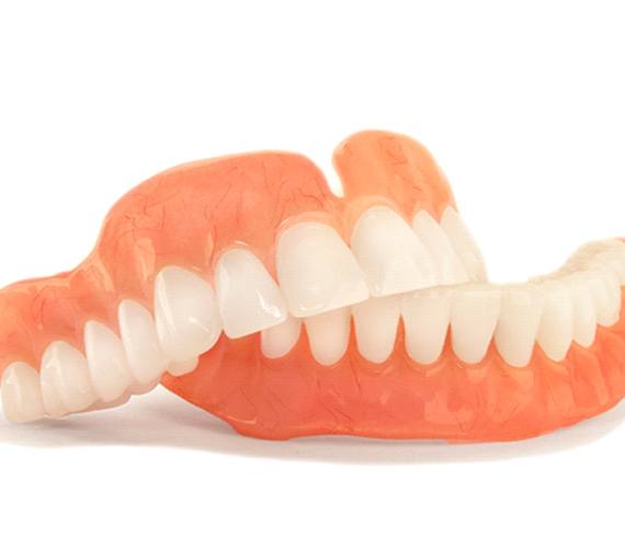 Dentures for upper and lower arch stacked on each other