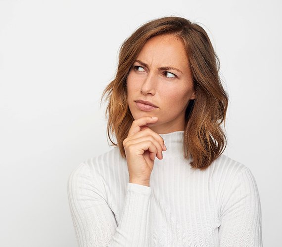 a woman in Fort Worth thinking about something