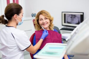 Woman at her cosmetic dentistry consultation 